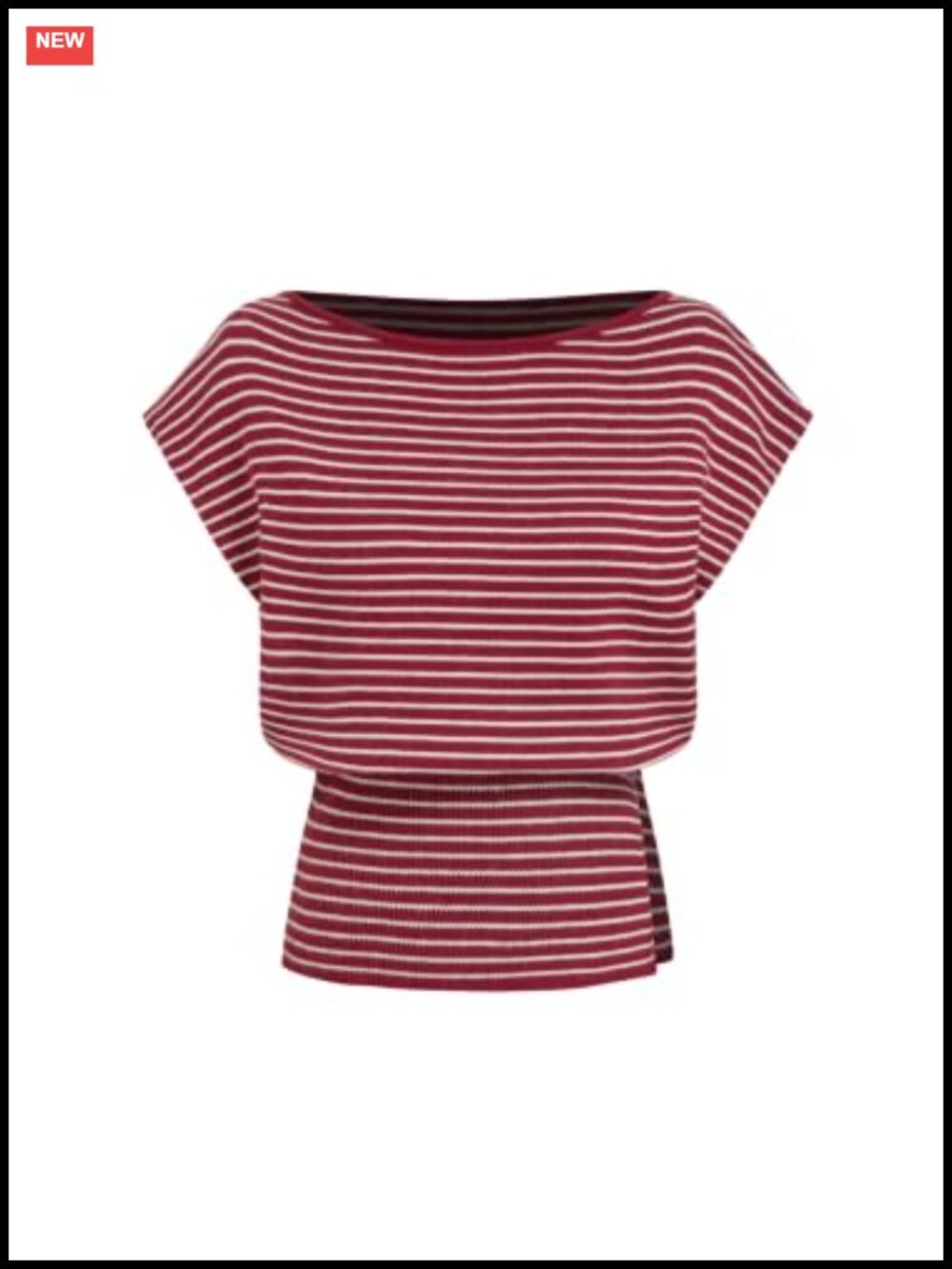 Sweater Vest Striped Boat Neck Cap Sleeve Split Hem Viscose Blend